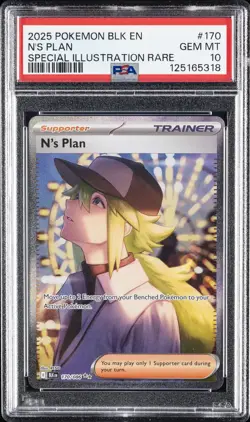 2025 POKEMON BLK EN-BLACK BOLT SPECIAL ILLUSTRATION RARE #170 N'S PLAN PSA 10 - Image 1