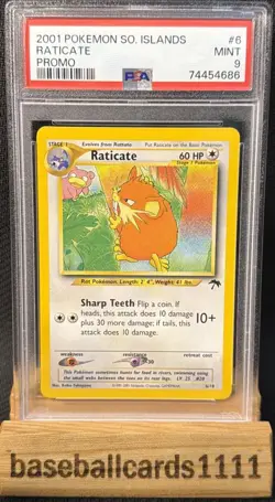 2001 Pokemon - Raticate Non Holo Southern Islands Promo 6/18 - PSA 9 Mint! P2 - Image 1
