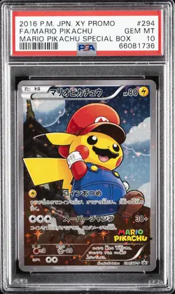 2016 POKEMON JPN XY PROMO #294 FULL ART/MARIO PIKACHU PSA 10 - Image 1