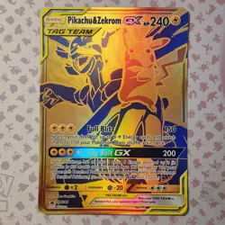 Jumbo Pikachu & Zekrom GX SM248 NM Oversized Gold Tag Team Pokemon Promo Card - Image 3