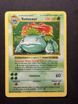 Shadowless Venusaur 15/102 Holo Base Set Pokemon Card Vintage WOTC - Image 1