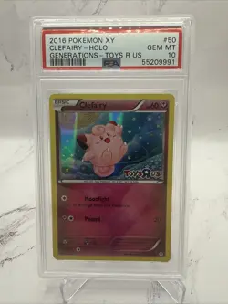 Clefairy 50 Holo Pokemon XY Generations Card 2016 Toys R Us Stamp Promo PSA 10 - Image 1