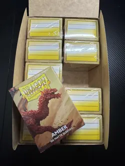 Dragon Shield Matte Amber Display - 10 Boxes Of 100 Protective Sleeves - Image 1