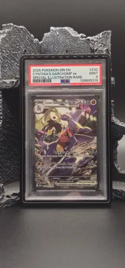 Pokemon TCG Destined Rivals Cynthia's Garchomp EX #232/182 Sir PSA 9 - Image 1