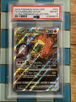 GRADED PSA 8 2022 Pokemon SWSH BSP FA/Charizard VStar Ultra-Premium #262 - Image 1