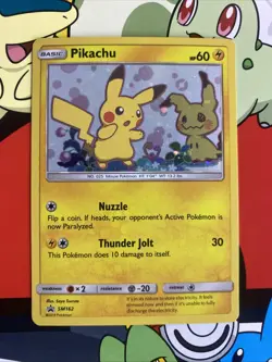 2019 Pokemon Sun & Moon Black Star Promos Holo Pikachu Mimikyu #SM162 - Image 1