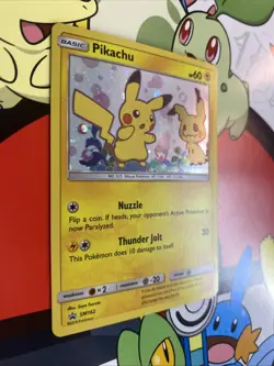 2019 Pokemon Sun & Moon Black Star Promos Holo Pikachu Mimikyu #SM162 - Image 2