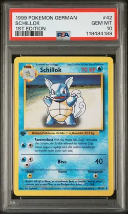 SCHILLOK 1ST EDITION POKEMON GERMAN 1999 42 PSA 10 - Image 1