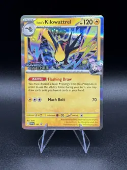 Pokemon TCG - Iono's Kilowattrel SVP182 Journey Together Pre Release Stamp Promo - Image 1