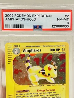 2002 Pokemon Expedition Ampharos 2/165- Holo- NM-Mint PSA 8 - Image 3