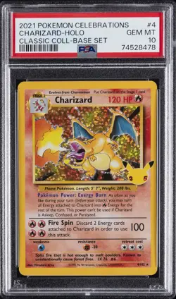 2021 POKEMON CELEBRATIONS CLASSIC COLL #4 CHARIZARD-HOLO PSA 10 - Image 1