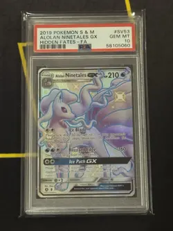 2019 Pokemon TCG Hidden Fates Alolan Ninetales GX Holo SV53 PSA Gem Mint 10 - Image 1