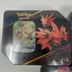 Pokemon TCG Crown Zenith Tin Set of 3 Galarian Articuno Moltres Zapdos Sealed - Image 2