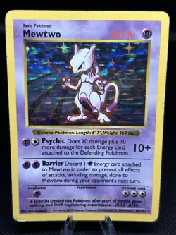 Mewtwo 010/102 Base Set SHADOWLESS MP Unlimited Edition Holo - Pokemon Vintage - Image 3