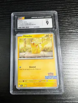 CGC MINT 9 Pikachu Black Star Promo 214 Illustration Contest Pokemon Card - Image 1