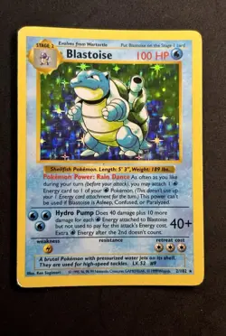 Blastoise 2/102 Pokemon TCG Base Set Holo Shadowless Rare Card Condition LP/MP🔥 - Image 1