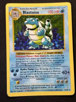 Blastoise 2/102 Pokemon TCG Base Set Holo Shadowless Rare Card Condition LP/MP🔥 - Image 2
