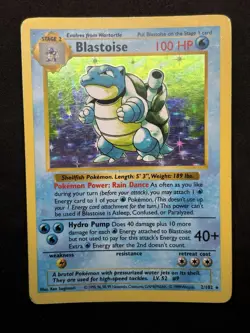 Blastoise 2/102 Pokemon TCG Base Set Holo Shadowless Rare Card Condition LP/MP🔥 - Image 3
