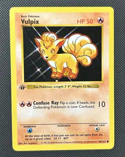 1st Edition Shadowless Vulpix 68/102 Base Set Card LP 🔥🔥🔥 - Image 1