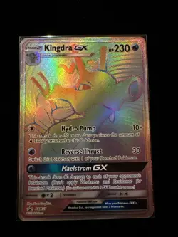 Pokemon Kingdra GX SM155 Sun & Moon Black Star Promo Rainbow Holo Card - Image 1