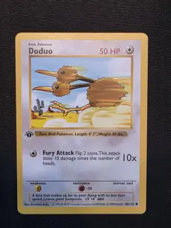 1ST EDITION SHADOWLESS Base Set Doduo! 48/102 Pokemon 1999 Rare Pokemon Card! - Image 1