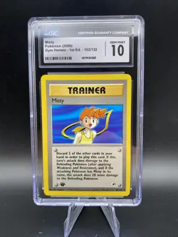 Misty - 102/132 - Rare - 1st Edition Pokemon Gym Heroes - 1st Ed CGC 10 GEM MINT - Image 1