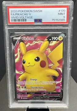 PSA 9 Pikachu V 170/185 Full Art Pokemon Vivid Voltage Mint - Image 1