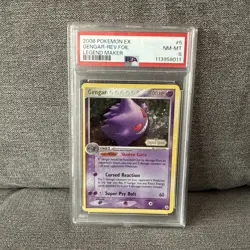 PSA 8 Gengar Reverse Foil Holo 2006 Pokemon EX Legend Maker 5/92 - Image 1