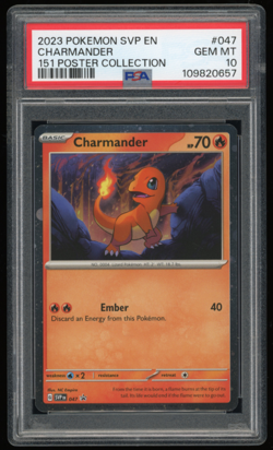 2023 POKEMON SVP BLACK STAR PROMO 151 POSTER COLLECTION #047 CHARMANDER PSA 10 - Image 1