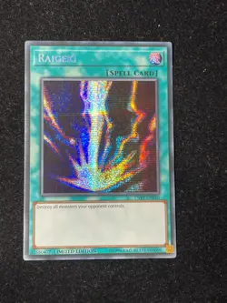 YUGIOH RAIGEKI PRISMATIC SECRET RARE NEAR MINT CONDITION TN19-EN010 - Image 1