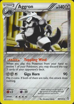Aggron 80/124 Dragons Exalted Holo Rare Pokemon Card NM - Image 1