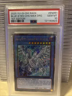 Blue-Eyes Chaos Max Dragon New Art Quarter Century Card RA04-EN051 PSA 10 - Image 1