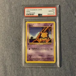Pokemon PSA 10 GEM MINT Abra 1st Edition Base Set Shadowless 1999 Card 43/102 - Image 1