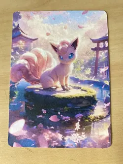 Anime ART STYLE Vulpix Fan Full Art Pokemon Custom Card/perfect bookmark - Image 1