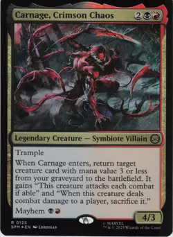 Carnage, Crimson Chaos R Marvel's Spider-Man 125 NM Foil MTG - Image 1