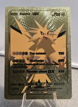 Pokemon Zapdos GX 750hp Gold Foil Fan Art Collector Card TCG - Image 1