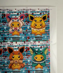 Red Star Pokemon Eevee Poncho Pikachu Full Uncut Sheet (Comes With Full Set) - Image 3
