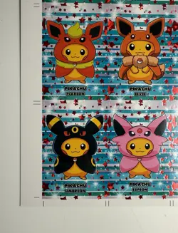 Red Star Pokemon Eevee Poncho Pikachu Full Uncut Sheet (Comes With Full Set) - Image 4