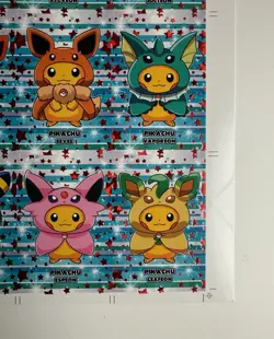 Red Star Pokemon Eevee Poncho Pikachu Full Uncut Sheet (Comes With Full Set) - Image 5