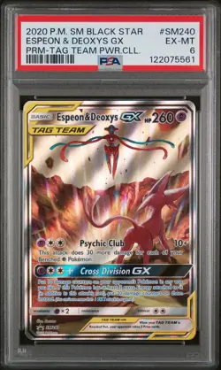 2020 POKEMON SM BLACK STAR PROMO TAG TEAM POWERS COLL ESPEON & DEOXYS GX PSA 6 - Image 1
