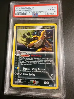 2004 POKEMON EX TEAM ROCKET RETURNS #15 DARK DRAGONITE-REVERSE FOIL PSA 6 - Image 1