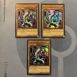 x3 Blue-Eyes White Dragon LCKC-EN001 (Version 1) LOB Art Yugioh Ultra Rare NM - Image 1