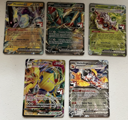 Lot of 5 Prize Pack Stamped Pokemon Cards - Skeledirge, Miraidon, Roaring Moon - Image 1
