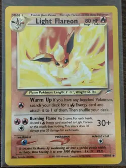 Pokemon TCG 2002 Neo Destiny: Light Flareon 46/105 Non-Holo Uncommon Card LP/NM - Image 1