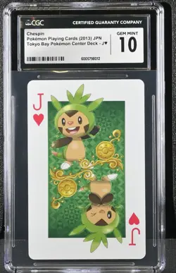 Pokemon Chespin Jack of Hearts Tokyo Bay Playing Poker Card CGC 10 GEM MINT - Image 1
