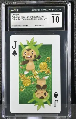 Pokemon Chespin Jack of Spades Tokyo Bay Playing Poker Card CGC 10 GEM MINT - Image 1