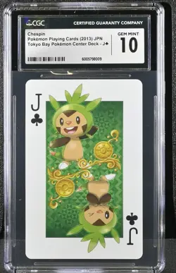 Pokemon Chespin Jack of Clubs Tokyo Bay Playing Poker Card CGC 10 GEM MINT - Image 1