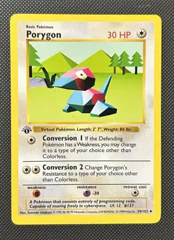 Porygon 39/102 1st Edition Shadowless Base Set Pokemon Card TCG LP 🔥🔥 - Image 1