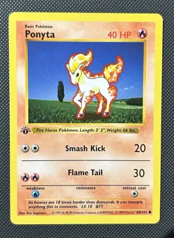 Ponyta - 1ST EDITION - SHADOWLESS - 1999 BASE SET card # 60/102 - LP🔥🔥 - Image 1