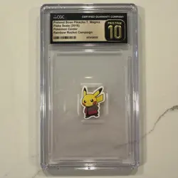 2018 Pokemon Center Sticker Pretend Boss Pikachu Rainbow Rocket CGC PRISTINE 10 - Image 1